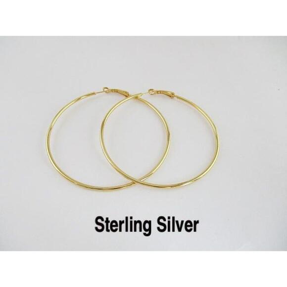 NWT Giani Bernini 18K Gold over SS 2x70mm Lever Back Hoop Earrings